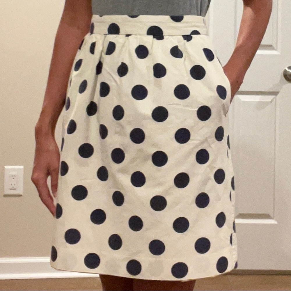 J Crew polka dot skirt with polka dots!